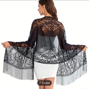 🖤Elegant Chic Jacquard evening shawl in Black🖤